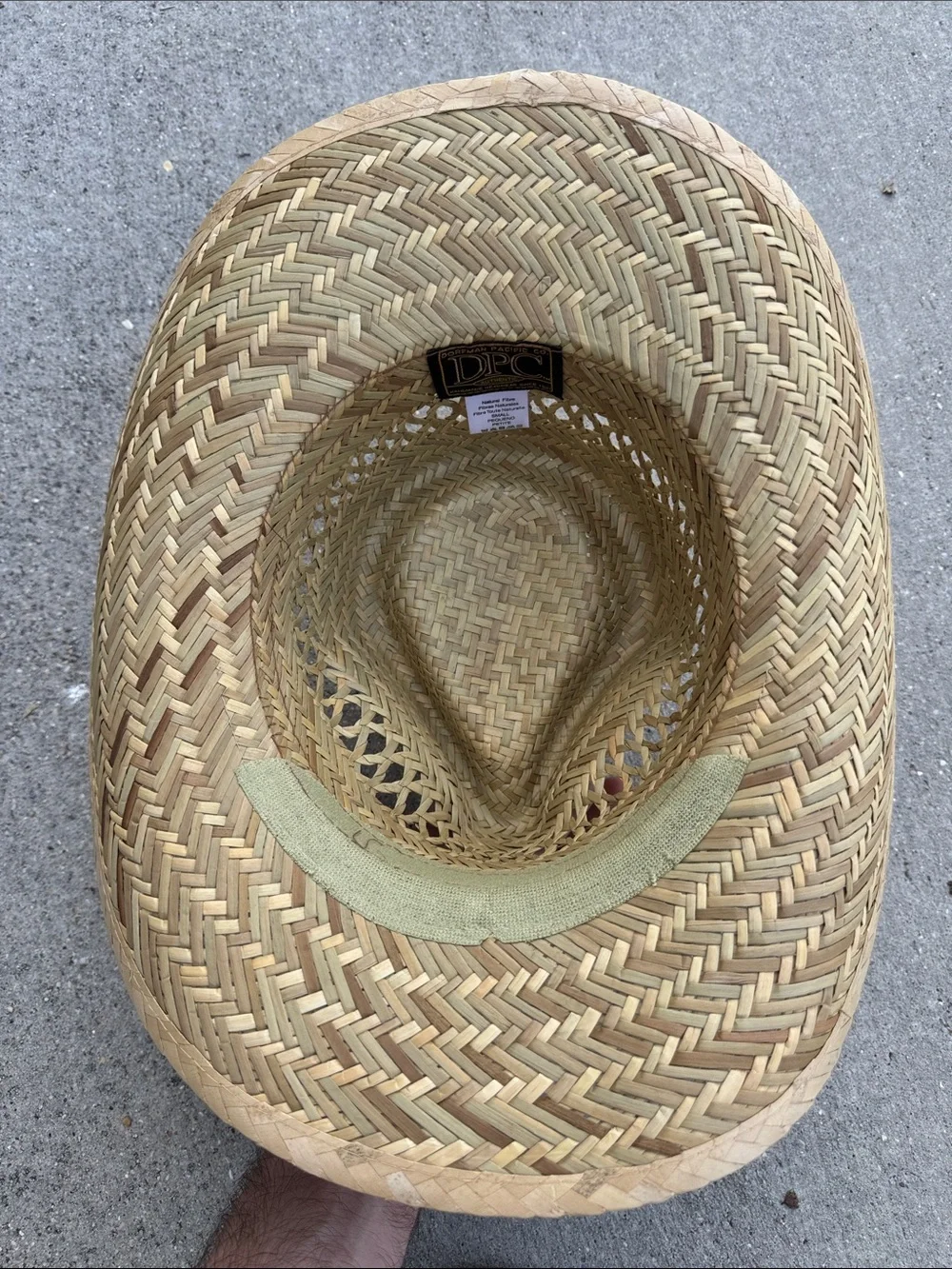 Dorfman Pacific Braided Straw Fedora Hat with Brown Band Size S